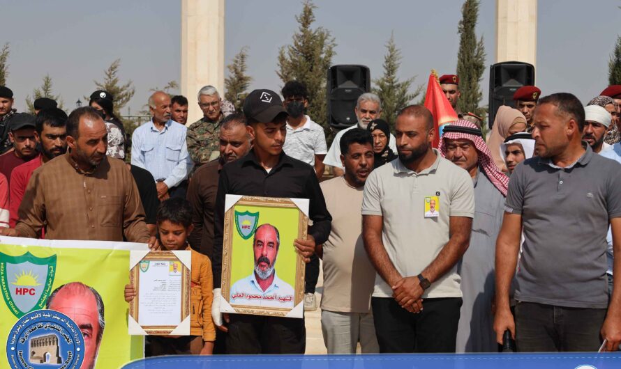 تشييع جثمان الشهيد أحمد محمود العلي إلى مثواه الأخير في مزار الشهداء بقرية الحكومية