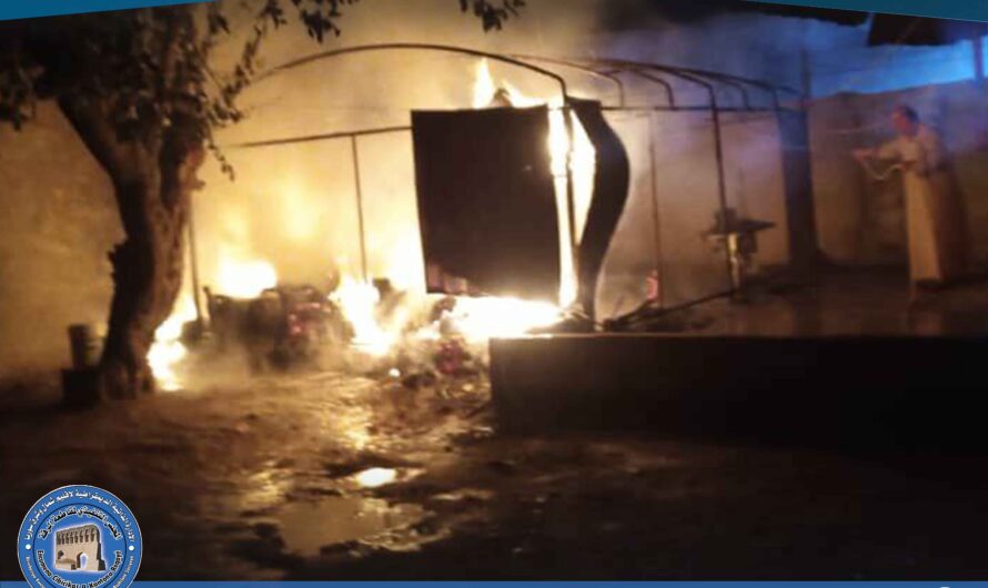 إخماد حريق نشب في مشغل خياطة داخل أحد منازل منطقة مفرق الحصيوة