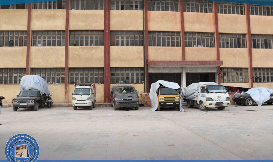 جانب من التغطية الإعلامية لمراكز الإيواء في مدارس مدينة الرقة