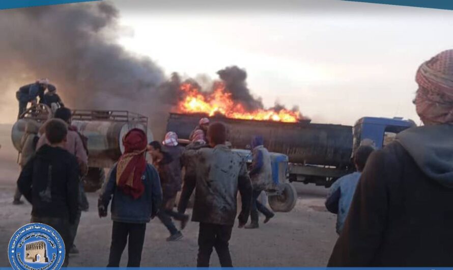 إخماد حريق نشب في صهريج فيول غربي مفرق الصكورة