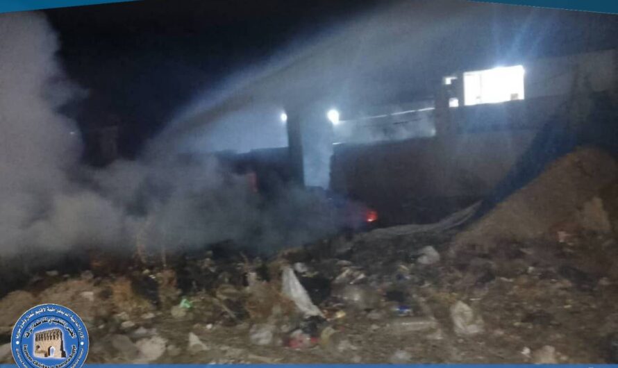 إخماد حريق نشب في خيمة بالقرب من سوق الحديد