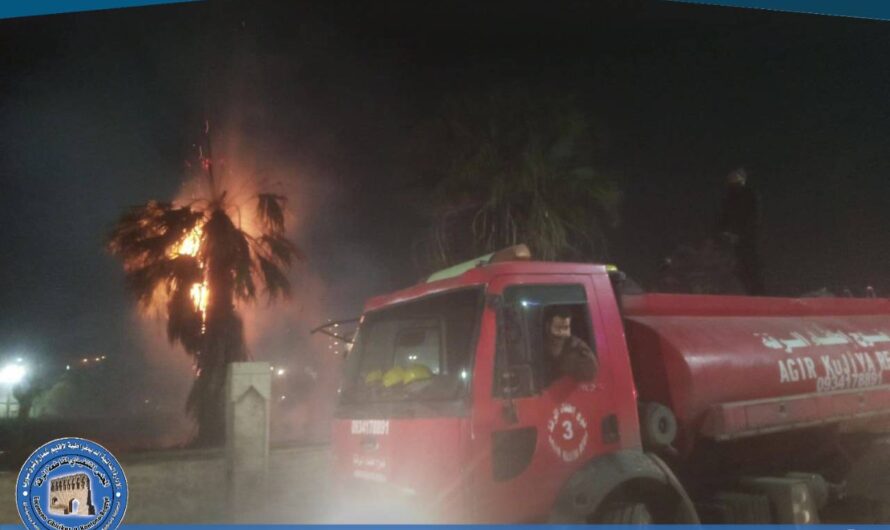 إخماد حريق نشب في شجرة نخيل بالمركز الثقافي القديم مقابل الإطفائية