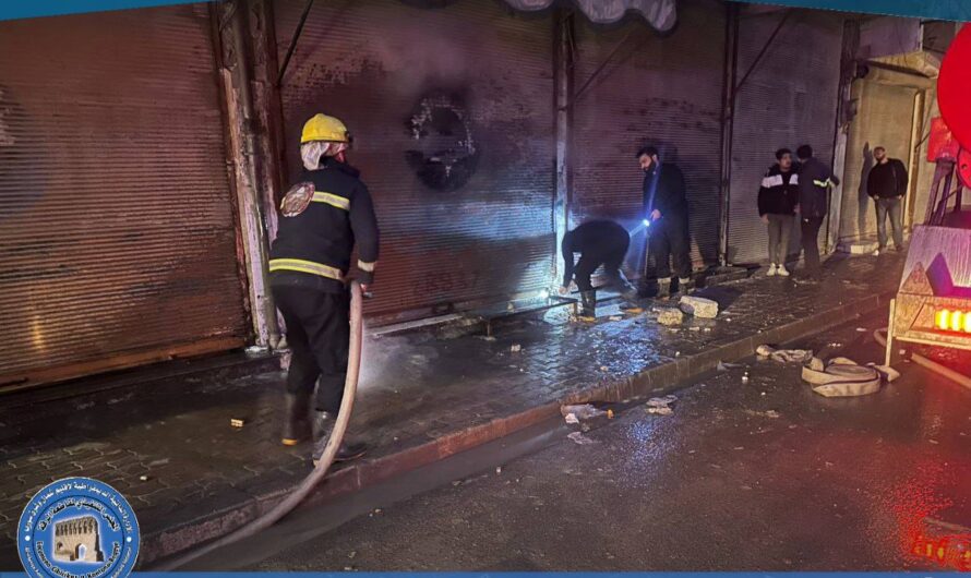 إخماد حريق نشب في محل منظفات بشارع القوتلي