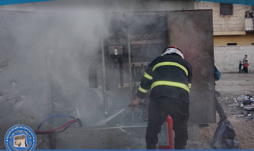 إخماد حريق نشب في محولة كهربائية في شارع القطار