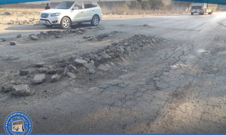 انهيار جزئي في طريق حلب الرقة نتيجة تسريب مياه والعمل جارٍ على إصلاحه