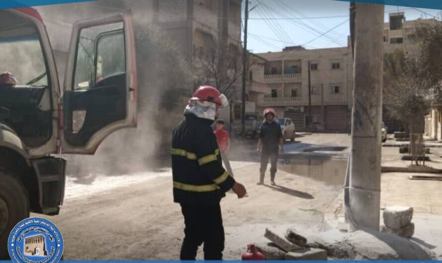 إخماد حريق نشب في عامود كهرباء بجانب الحديقة البيضاء