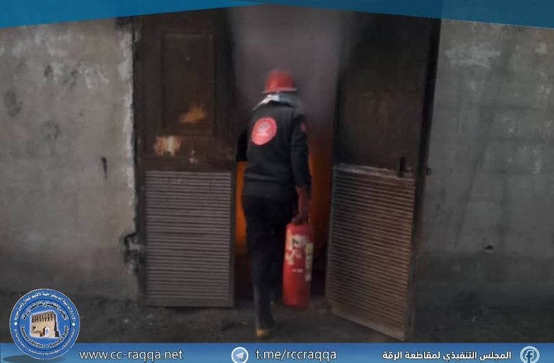 إخماد حريق نشب في محولة كهربائية بجانب مقبرة حطين