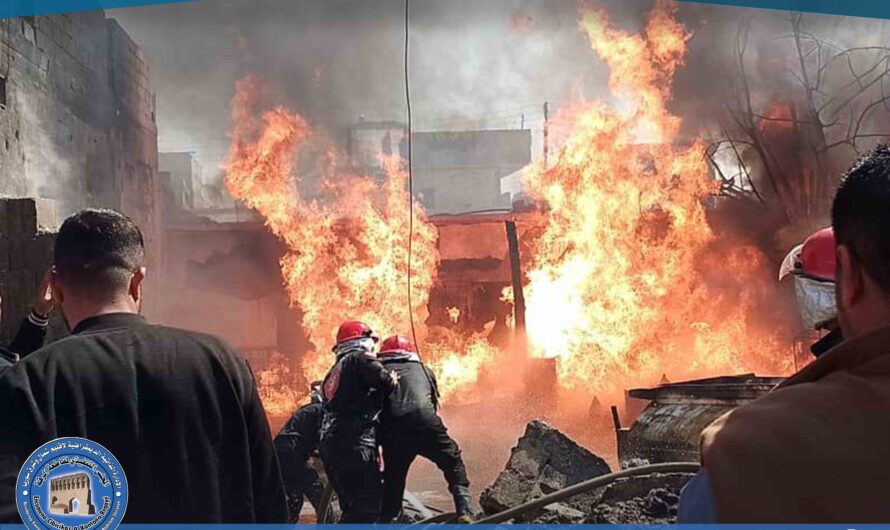 قسم الإطفاء يخمد حريقاً نشب في مستودع محروقات بحي رميلة