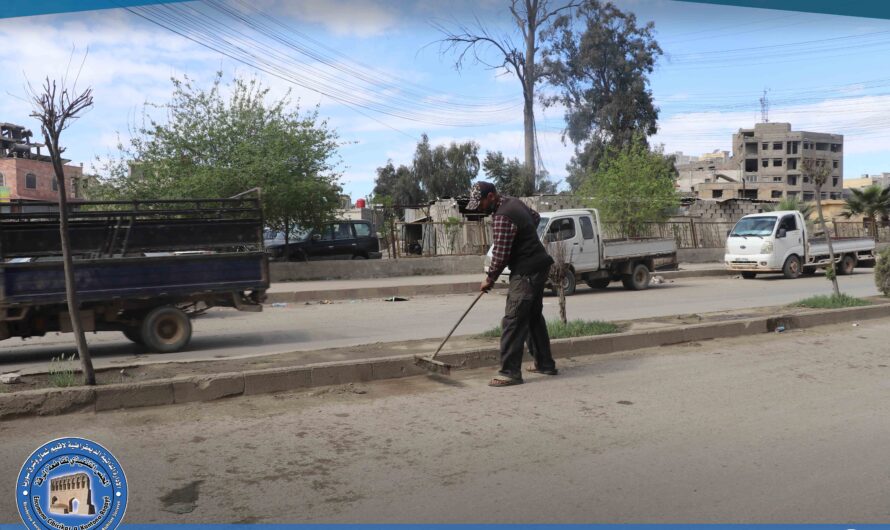بلدية الشعب تكثف جهودها في تنظيف شوارع الرقة وتحسين البيئة