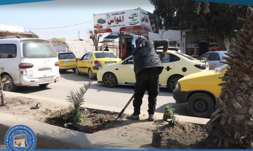 دائرة الحدائق والتشجير تواصل جهودها في تعزيز المساحات الخضراء بالرقة