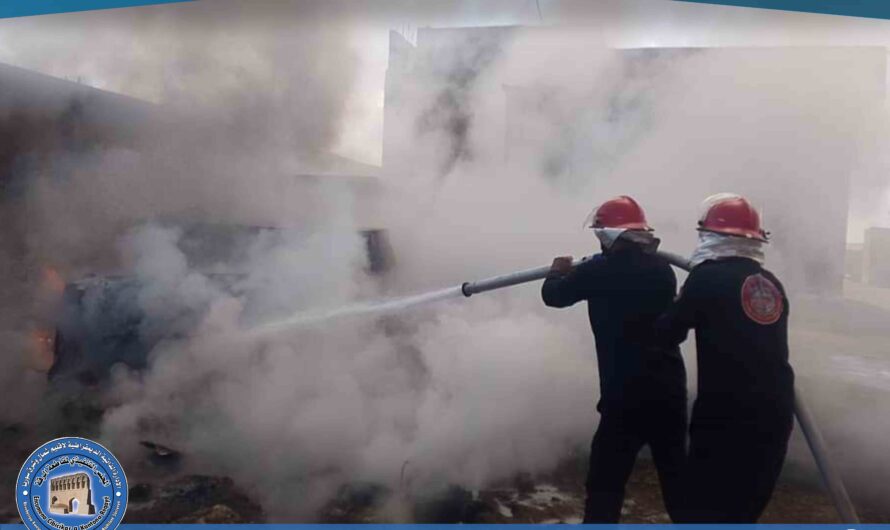فريق الاستجابة الأولية يخمد حريقاً في مطحنة بريف الرقة الشمالي