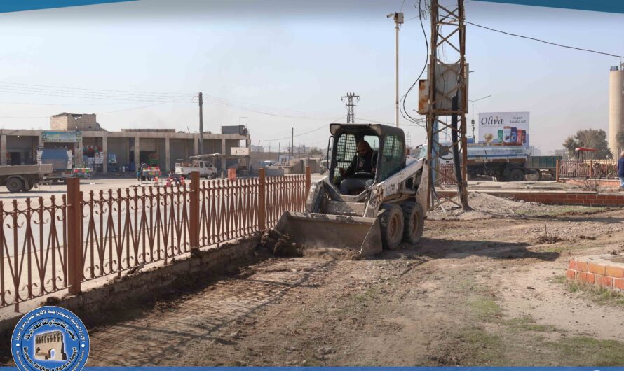 بلدية الرقة تواصل جهودها في تجميل المدينة وتأهيل الدوارات والحدائق العامة والفرعية