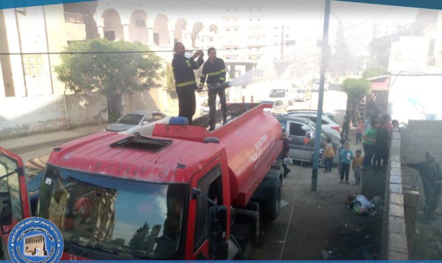 إخماد حريق نشب في مكب نفايات بقرب مول الثكنة