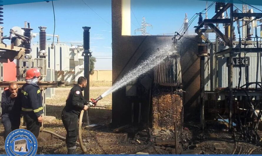 فريق الاستجابة الأولية يخمد حريقاً في محطة كهرباء “رقة 1” دون إصابات