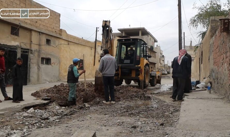 وحدة مياه المدينة في الرقة تواصل أعمال ترميم شبكات المياه وتحسين البنية التحتية