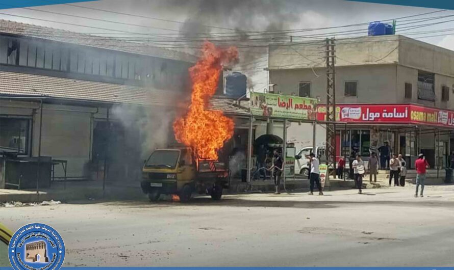 إخماد حريق نشب في سيارة دايو بشارع الانتفاضة