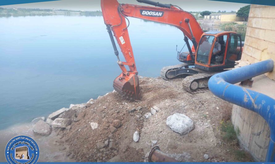 دعم فني لمحطة بير الهشم واستمرار الأعمال لمواجهة انخفاض منسوب النهر