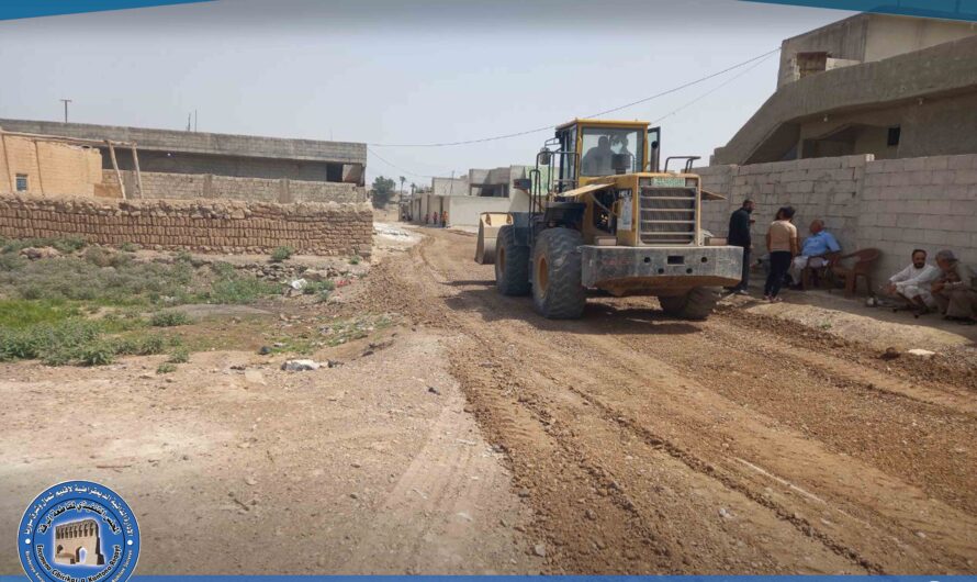 بلدية الشعب بالرقة تواصل أعمال تأهيل الطرق في حي المشلب