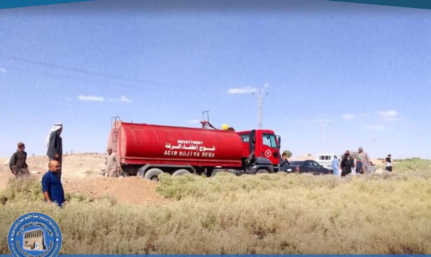 إخماد حريق في أرض زراعية بمنطقة تل البيعة