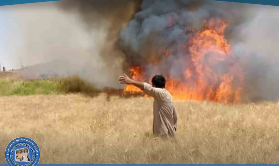 إخماد حريق نشب في أرض زراعية بريف الرقة الشرقي