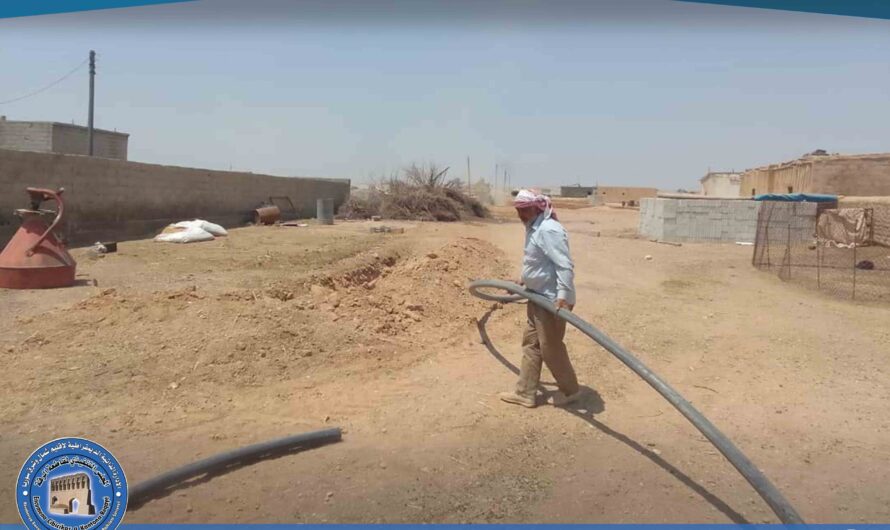 تمديد خط مياه جديد في قرية شنينة غربية بريف الرقة الشمالي