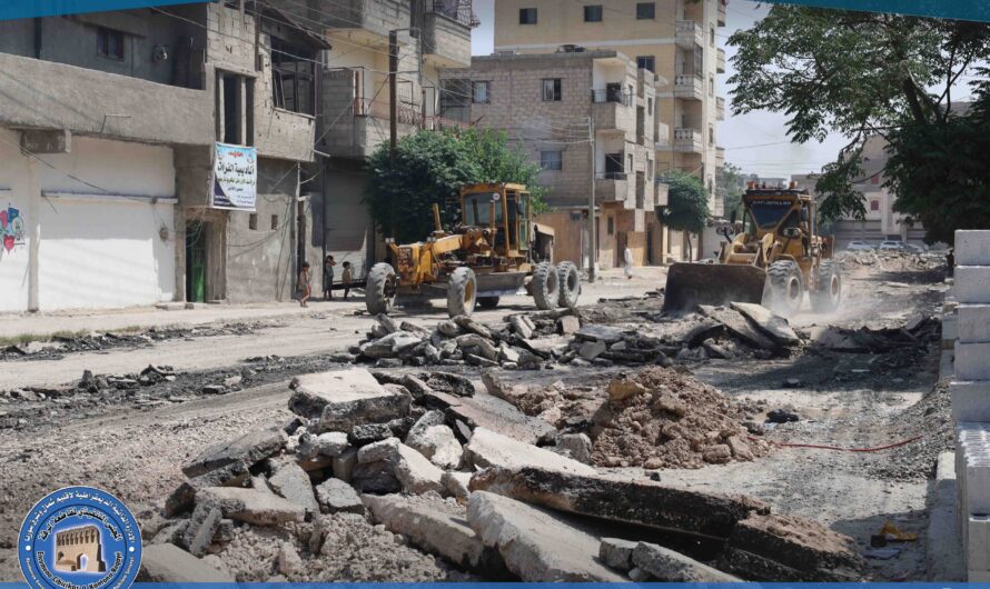 بلدية الرقة تواصل تنفيذ خطتها الخدمية بتأهيل طرق حيوية داخل المدينة