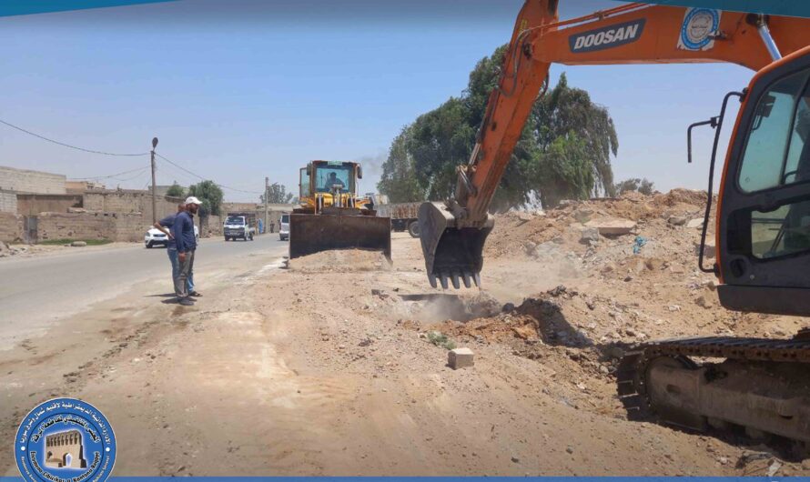 مواصلة الأعمال الخدمية لتوسعة الطرق ودعم مشاريع البنية التحتية