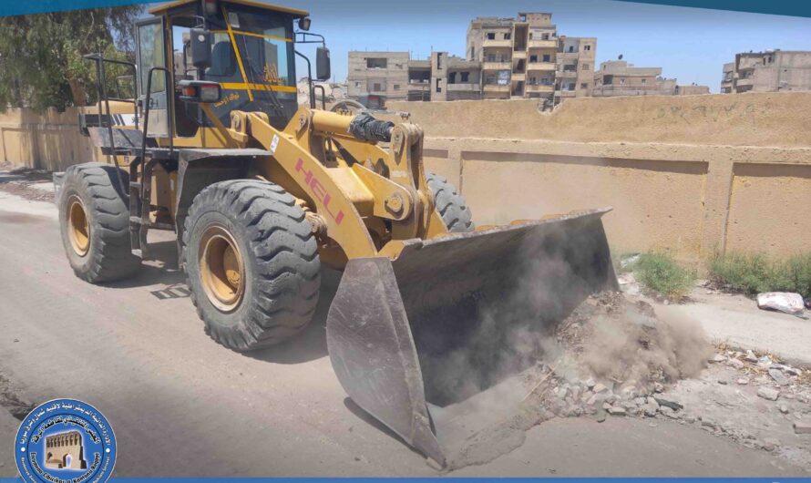 الخدمات الفنية في بلدية الشعب بالرقة تواصل دعم مشاريع الصرف وتحسين الطرق