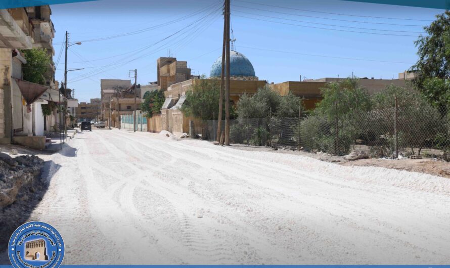 بلدية الشعب تواصل أعمال تأهيل وتعبيد الطرق في مدينة الرقة
