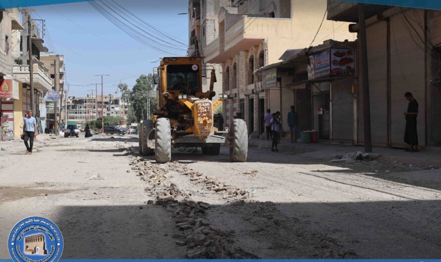 بلدية الرقة تواصل تعبيد شوارع حي الفردوس