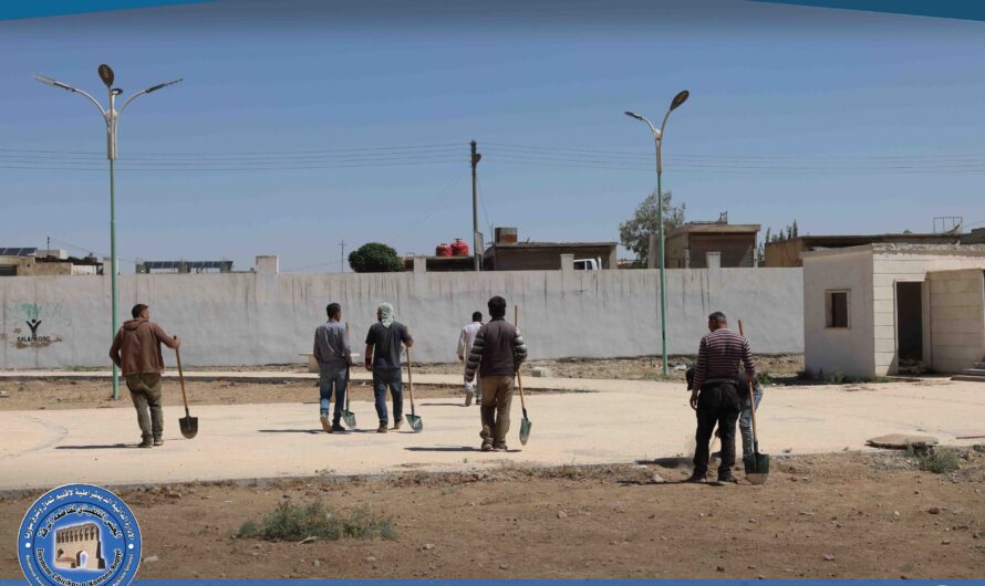 بلدية الشعب في الرقة تواصل أعمال تأهيل حديقة فرعية ضمن مثلث البانوراما