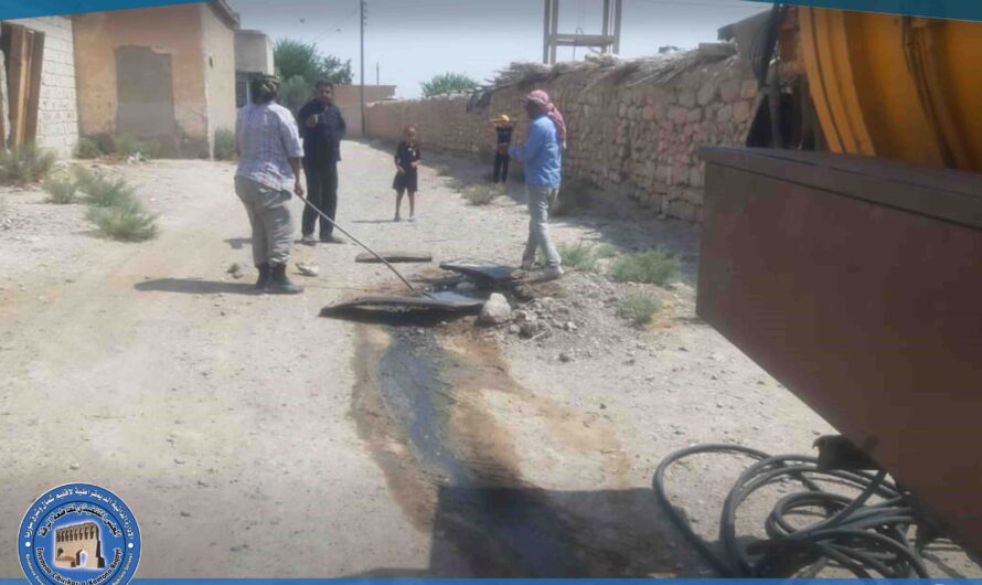 بلدية الشعب بالرقة تواصل دعم بلدية العكيرشي بخدمات الصرف الصحي