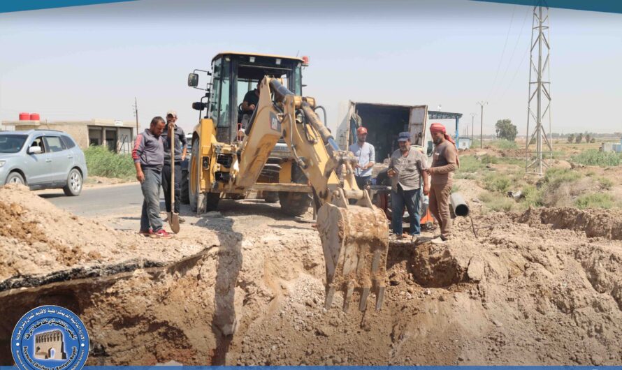 دائرة المياه في مقاطعة الرقة تباشر إصلاح الخط الرئيسي لوحدة مياه الأسدية