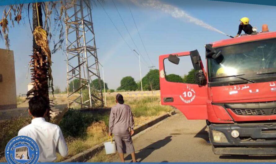 إخماد حريق في مضخة مياه طاوي رمان دون تسجيل إصابات