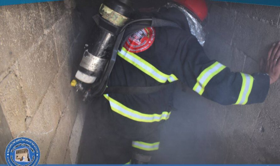 إخماد حريق نشب في أحد الأقبية بجانب فرن التموين