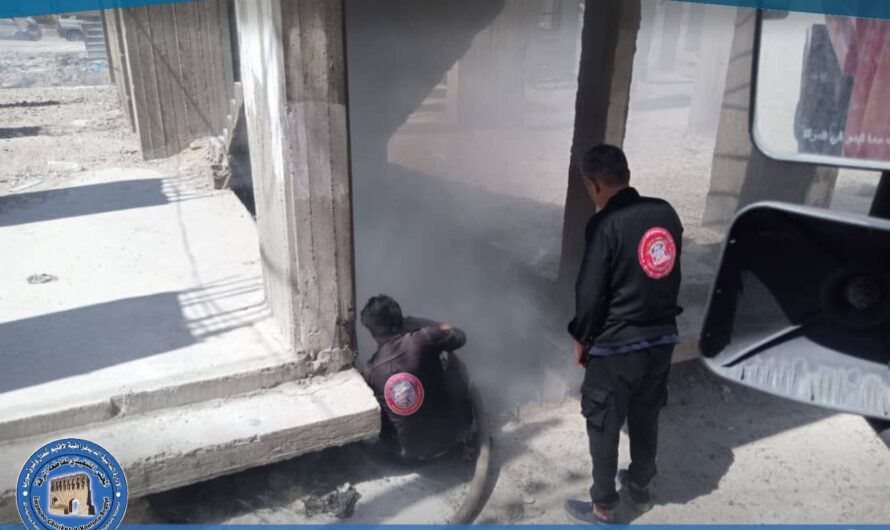 إخماد حريق نشب في أحد الأقبية المهجورة بجانب حديقة الرشيد