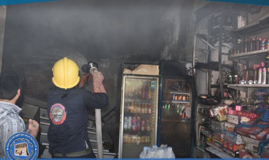 اندلاع حريق في بقالية بشارع القطار دون تسجيل إصابات بشرية