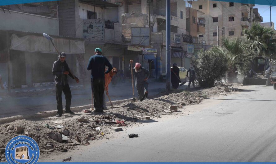 دائرة الحدائق والتشجير تواصل أعمال تحسين المنصفات في شوارع المدينة