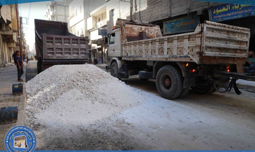 بلدية الشعب تواصل مشاريع تعبيد الشوارع في الرقة