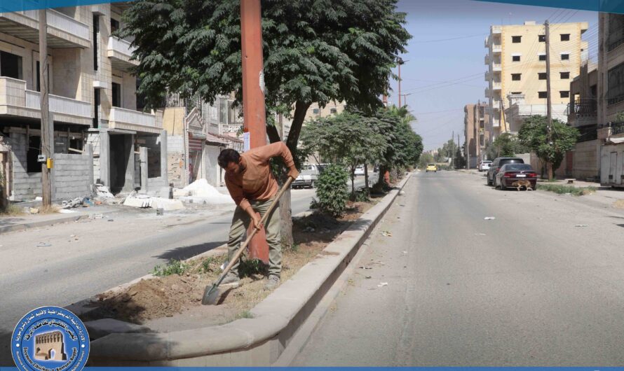 دائرة الحدائق والتشجير تواصل أعمالها لتحسين المظهر الحضاري في الرقة