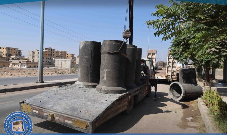 بلدية الشعب في الرقة تواصل أعمال مشروع تأسيس شبكة الصرف الصحي