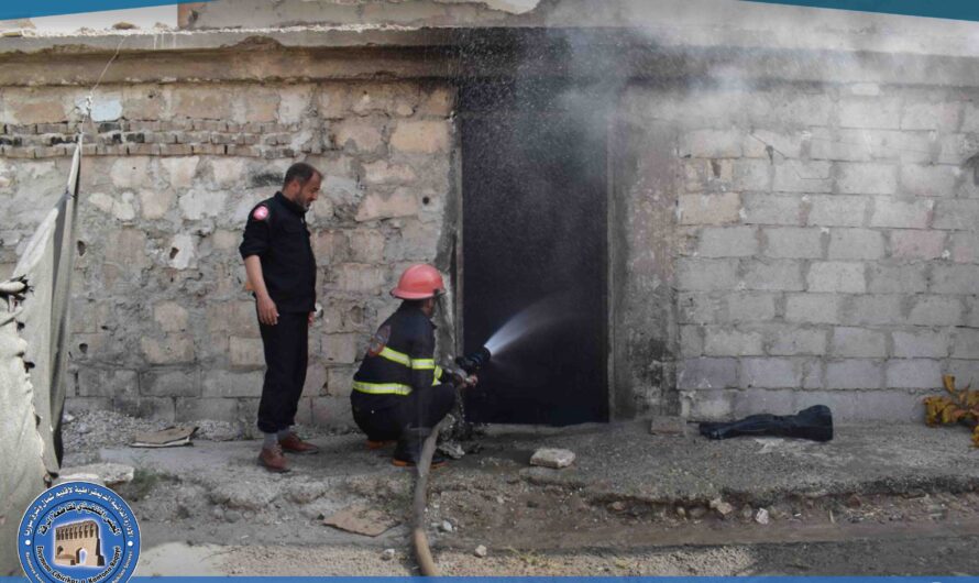 إخماد حريق اندلع في أحد المنازل بجانب مشفى المواساة سابقاً