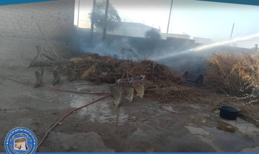 حريق يلتهم حطباً وبسطة مازوت داخل منزل في قرية الحوس