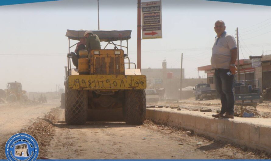 اتحاد البلديات في الرقة يتابع أعمال التعبيد شمال المدينة