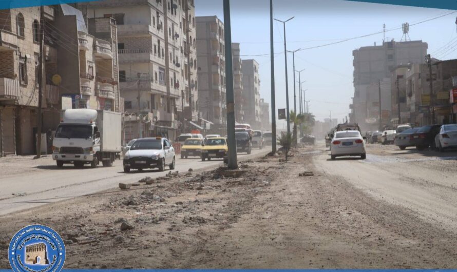 بلدية الشعب تواصل استكمال أعمال الأرصفة في شارع الساقية بالرقة