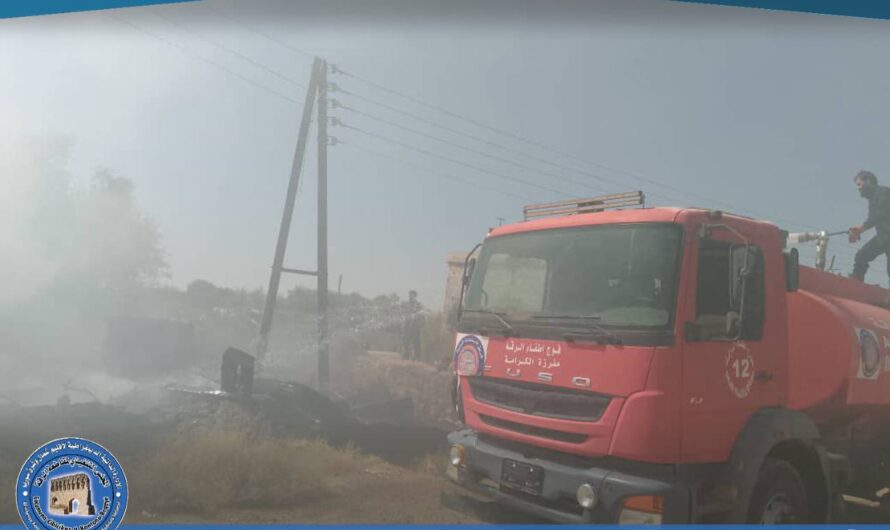 إخماد حريق اندلع في أعمدة كهرباء بقرية الكرامة دون إصابات