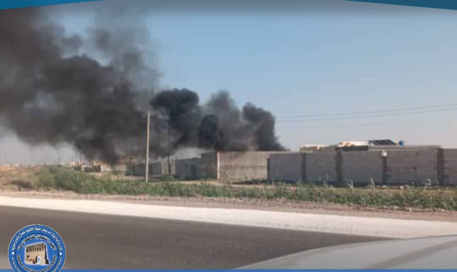 إخماد حريق نشب في مستودع لقطع السيارات بمفرق مزرعة حطين