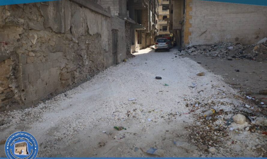 بلدية الشعب في الرقة تواصل أعمال تجهيز شارع المعتز الجنوبي للتعبيد