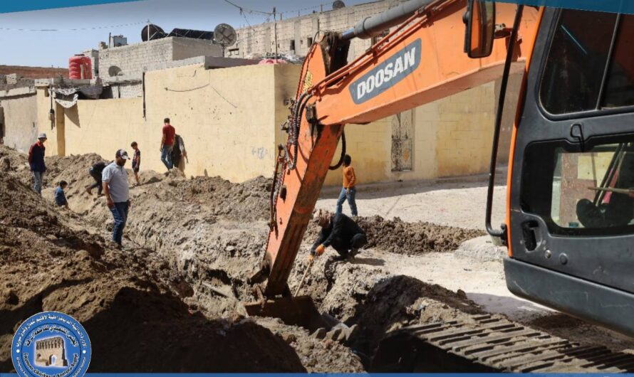 مواصلة الأعمال ضمن مشروع الصرف الصحي الجديد في حي هشام بن عبد الملك