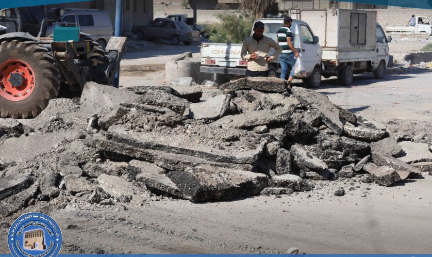 استكمال أعمال ترحيل الإسفلت المتضرر في حي الادخار